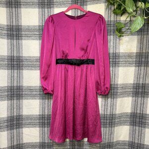 Vintage Pink Silky Dress Long Sleeve Cutout Formal Size Approx 6